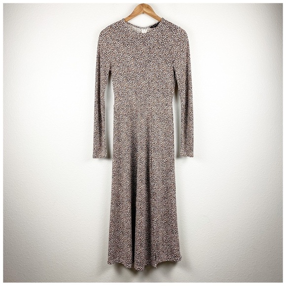 Banana Republic Fit and Flare Leopard Print Long Sleeve Midi Dress Size XS - Picture 3 of 12